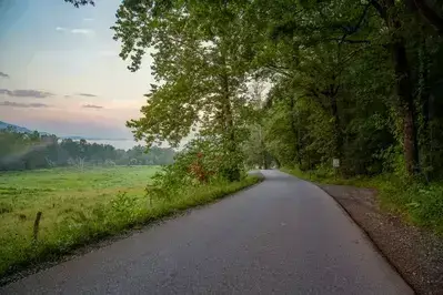 Cades Cove Loop Road at sunset 