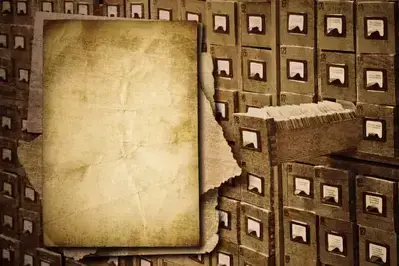 old document in archive cabinet