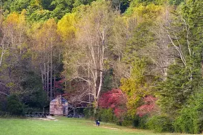 Small cabin at Cades Cove in the fall