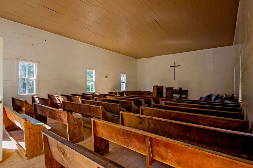 interior of Cades Cove Methodist Church